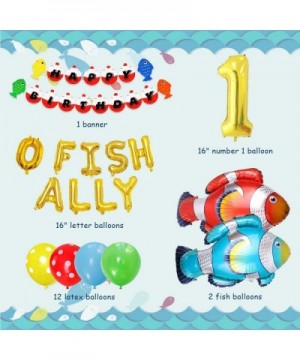 Fishing First Birthday Decorations- Gone Fishing Party Supplies- O Fish Ally One Balloons Banner- Fish Foil Balloons Little F...