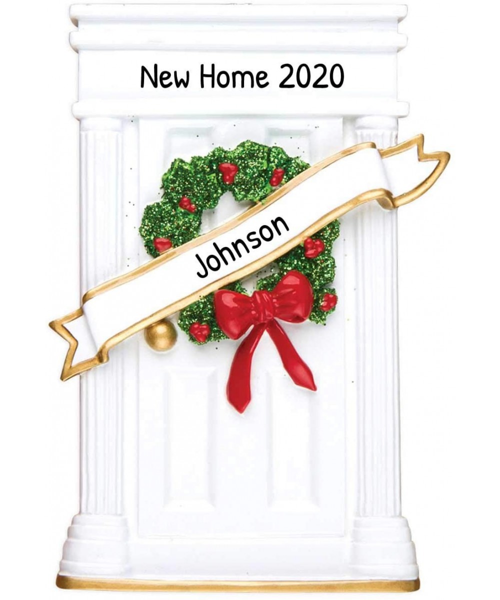 Personalized Door with Wreath Christmas Tree Ornament 2020 - Our New Elegant Apartment Garnish Ribbon Red Bow Cozy 1st Front ...