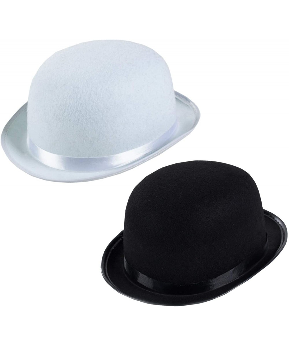 Derby Hats - 2 Pack - Black and White Bombin Hats - Bowler Hats - Roaring 20s Hats - C118E8IUMX5 $6.75 Hats