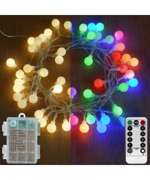 2 in 1 Function Multicolor Warm White Globe String Lights with Timer- 50 LED Battery Powered Fairy Lights for Bedroom Wedding...