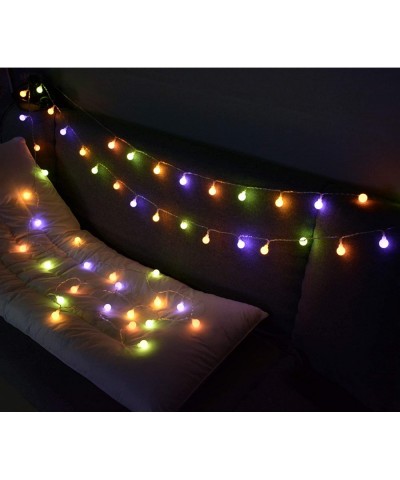2 in 1 Function Multicolor Warm White Globe String Lights with Timer- 50 LED Battery Powered Fairy Lights for Bedroom Wedding...