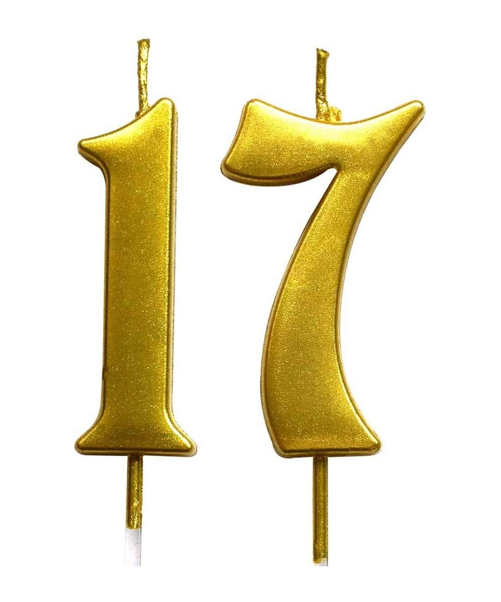 Gold 17th Birthday Numeral Candle- Number 17 Cake Topper Candles Party Decoration for Girl Or Boy - C518TZY2T0Q $9.36 Cake De...