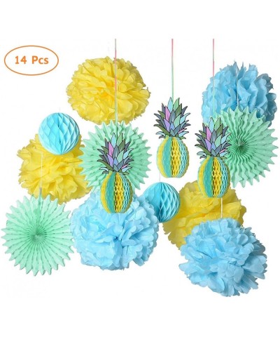 Multicolored Paper Honeycomb Pineapple Table Centerpiece Pompom Fan kit Hanging Decoration Decor for Summer Hawaiian laua Tik...