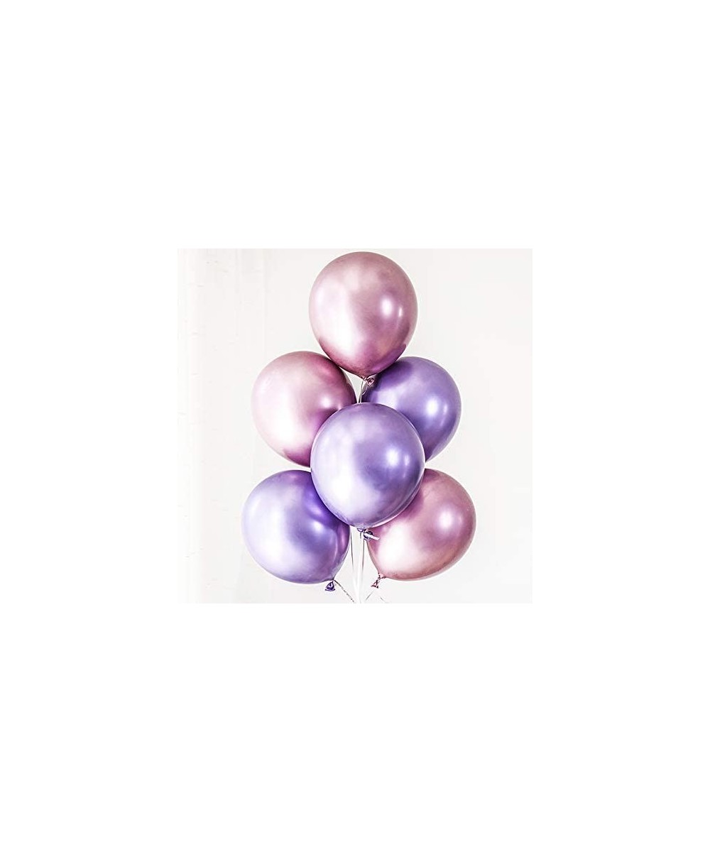 60pcs Purple Pink Chrome Shiny Metallic Latex Balloons 12inch Perfect for Birthday Party Bridal Baby Shower Engagement Weddin...