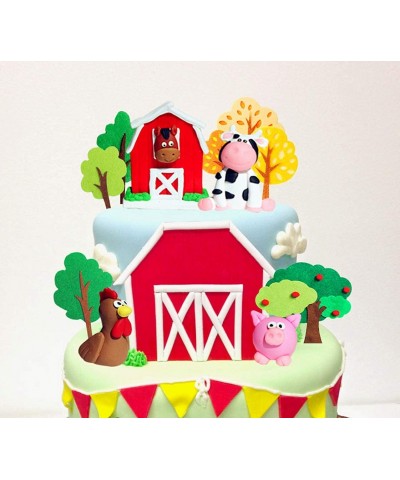 11 PCS Farm Animal Cake Decoration Farm Animal Birthday Cake Topper Cow Cake Decoration for Farm Animal Baby Shower Birthday ...