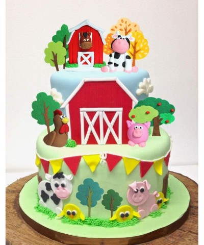 11 PCS Farm Animal Cake Decoration Farm Animal Birthday Cake Topper Cow Cake Decoration for Farm Animal Baby Shower Birthday ...