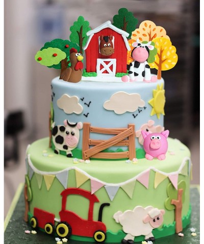 11 PCS Farm Animal Cake Decoration Farm Animal Birthday Cake Topper Cow Cake Decoration for Farm Animal Baby Shower Birthday ...