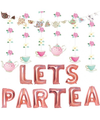 Tea Party Decorations - LET'S PAR TEA Aluminum Foil Balloons/Teapots Teacups Tea Party Banner/Floral Tea Party Hanging Decora...