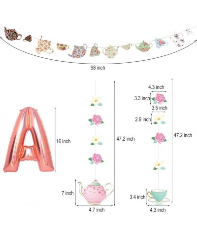 Tea Party Decorations - LET'S PAR TEA Aluminum Foil Balloons/Teapots Teacups Tea Party Banner/Floral Tea Party Hanging Decora...