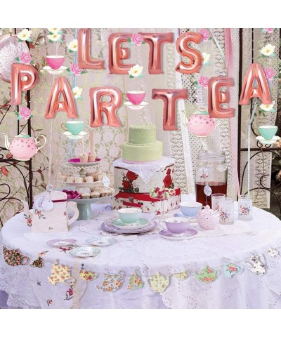 Tea Party Decorations - LET'S PAR TEA Aluminum Foil Balloons/Teapots Teacups Tea Party Banner/Floral Tea Party Hanging Decora...