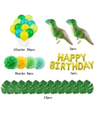 Dinosaur Party Birthday Decoration Supplies for Boys Happy Birthday Balloons-Monstera Leaves and Paper Pom Poms-Dinosaur Ball...