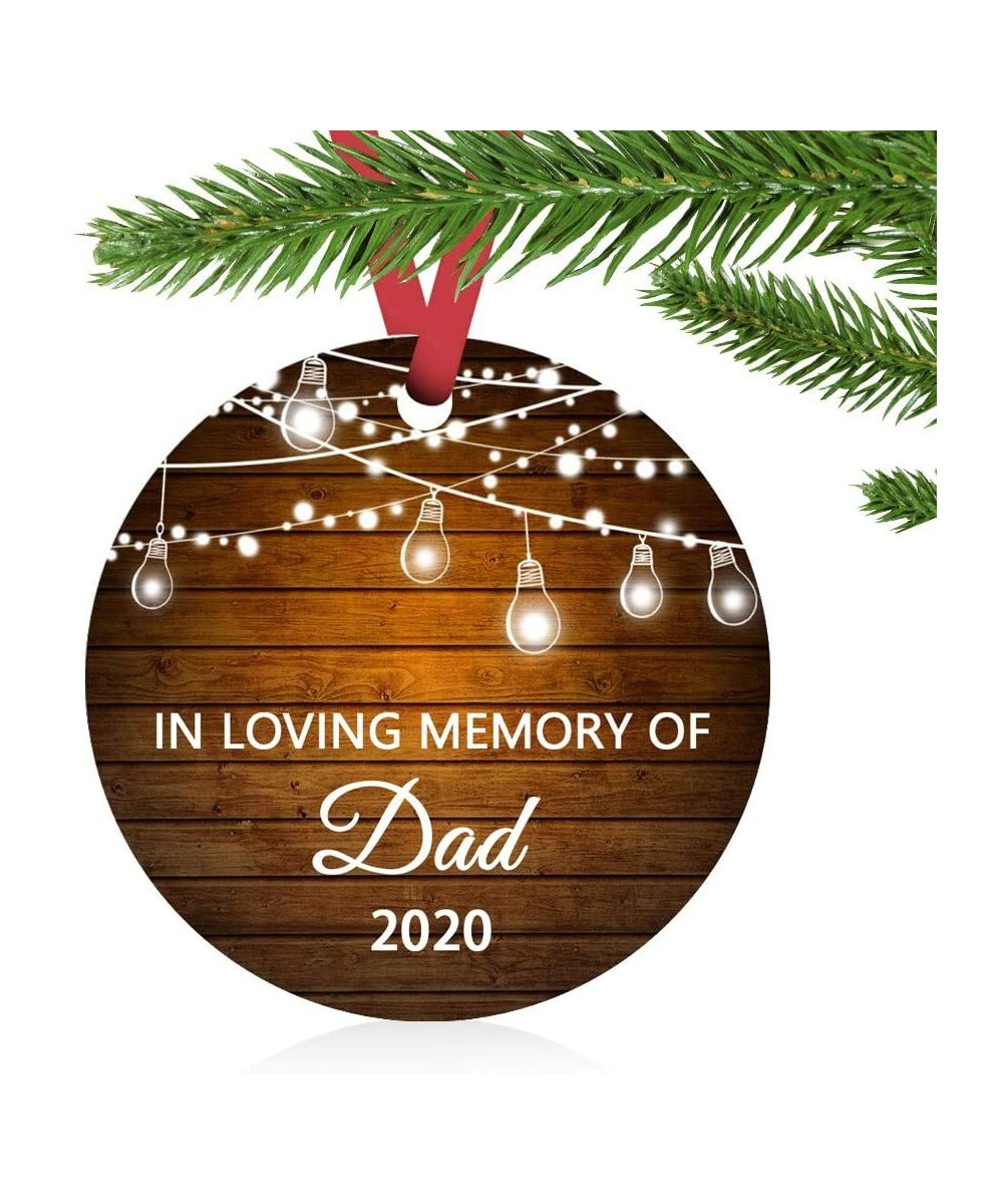 in Loving Memory of Dad Porcelain Ceramic Christmas Ornament Keepsake Wedding Decoration 3" Ornament (Brown-Memory of Dad) - ...