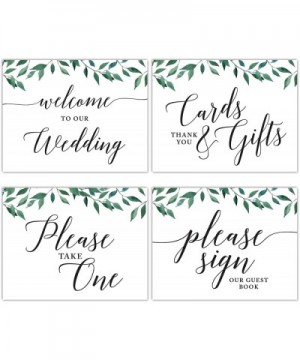 Unframed Wedding Party Signs- 8.5x11-inch- Greenery Green Leaves- Welcome to Our Wedding- Cards and Gifts- Please Take One Fa...