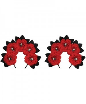 00842- 2 Piece Day of the Dead Red Floral Headband- One Size Fits Most - CS187LSLL45 $12.47 Hats