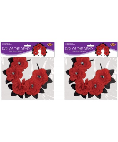 00842- 2 Piece Day of the Dead Red Floral Headband- One Size Fits Most - CS187LSLL45 $12.47 Hats