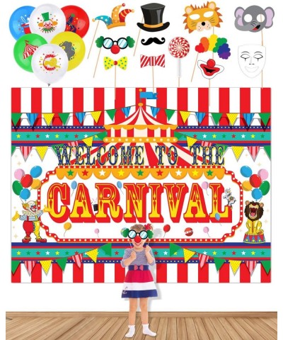 Circus Carnival Banner Backdrop-20 Carnival Balloons 11 Carnival Photo Booth Props For Circus Carnival Party Supplies Decorat...