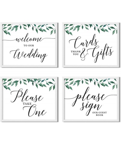 Unframed Wedding Party Signs- 8.5x11-inch- Greenery Green Leaves- Welcome to Our Wedding- Cards and Gifts- Please Take One Fa...