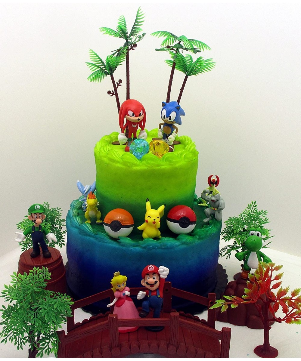 Video Gaming Themed Birthday Set Featuring Random SONIC Figures and Random MARIO BROTHERS Figures and Other Iconic Gaming Cha...