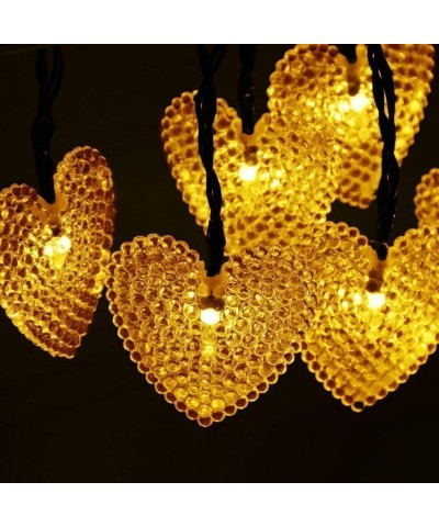 Solar Heart String Light- Waterproof Outdoor Heart-Shaped Fairy Lights 30LED 19.7ft Love Heart Shape Garden Lights for Party ...