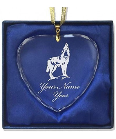 Christmas Ornament- Howling Wolf- Personalized Engraving Included (Heart Shape) - CK18QDWX7SO $17.33 Ornaments