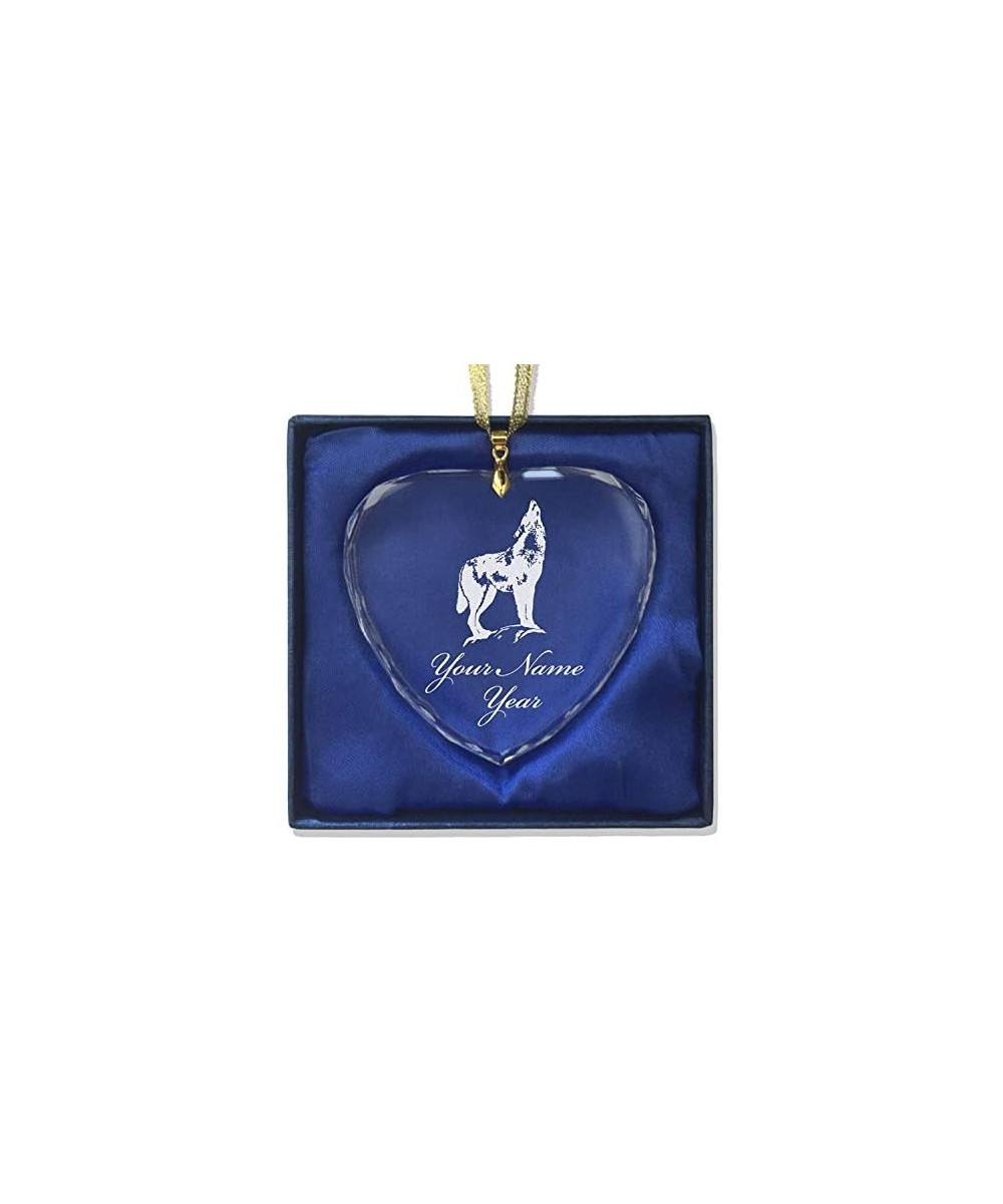 Christmas Ornament- Howling Wolf- Personalized Engraving Included (Heart Shape) - CK18QDWX7SO $17.33 Ornaments