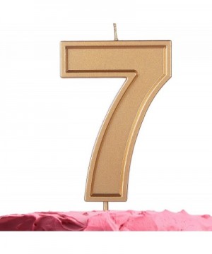 Number 7 Birthday Candle - Extra Large Gold Number Seven Candle on Stick 3.94 Inch Gold Number Candles for Birthday Anniversa...