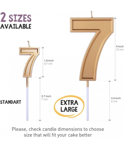 Number 7 Birthday Candle - Extra Large Gold Number Seven Candle on Stick 3.94 Inch Gold Number Candles for Birthday Anniversa...