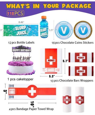 Birthday Party Supplies for Game Fans-118 Pcs Party Favors Tablecloth- Chocolate Stickers-Bottle Labels-Roll Paper Stickers C...