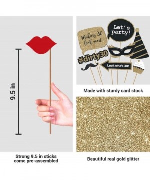 Fully Assembled 30th Birthday Photo Booth Props - Set of 30 - Black & Gold Selfie Signs - 30th Party Supplies & Decorations -...