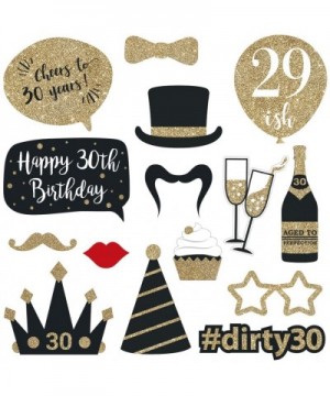 Fully Assembled 30th Birthday Photo Booth Props - Set of 30 - Black & Gold Selfie Signs - 30th Party Supplies & Decorations -...