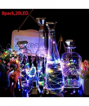 Bottle Lights Solar Bottle Lights Outdoor 8 Pack Solar Powered Wine Bottle Lights- 20 LED Waterproof Solar Diamond Bottle Lig...