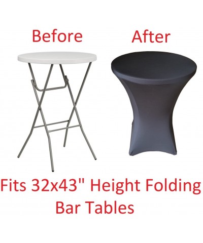 32 Round x 43" Tall Spandex Fitted Table Cover for Folding Bar Height Tables (Black) - Black - C9189HAG94G $6.87 Tablecovers