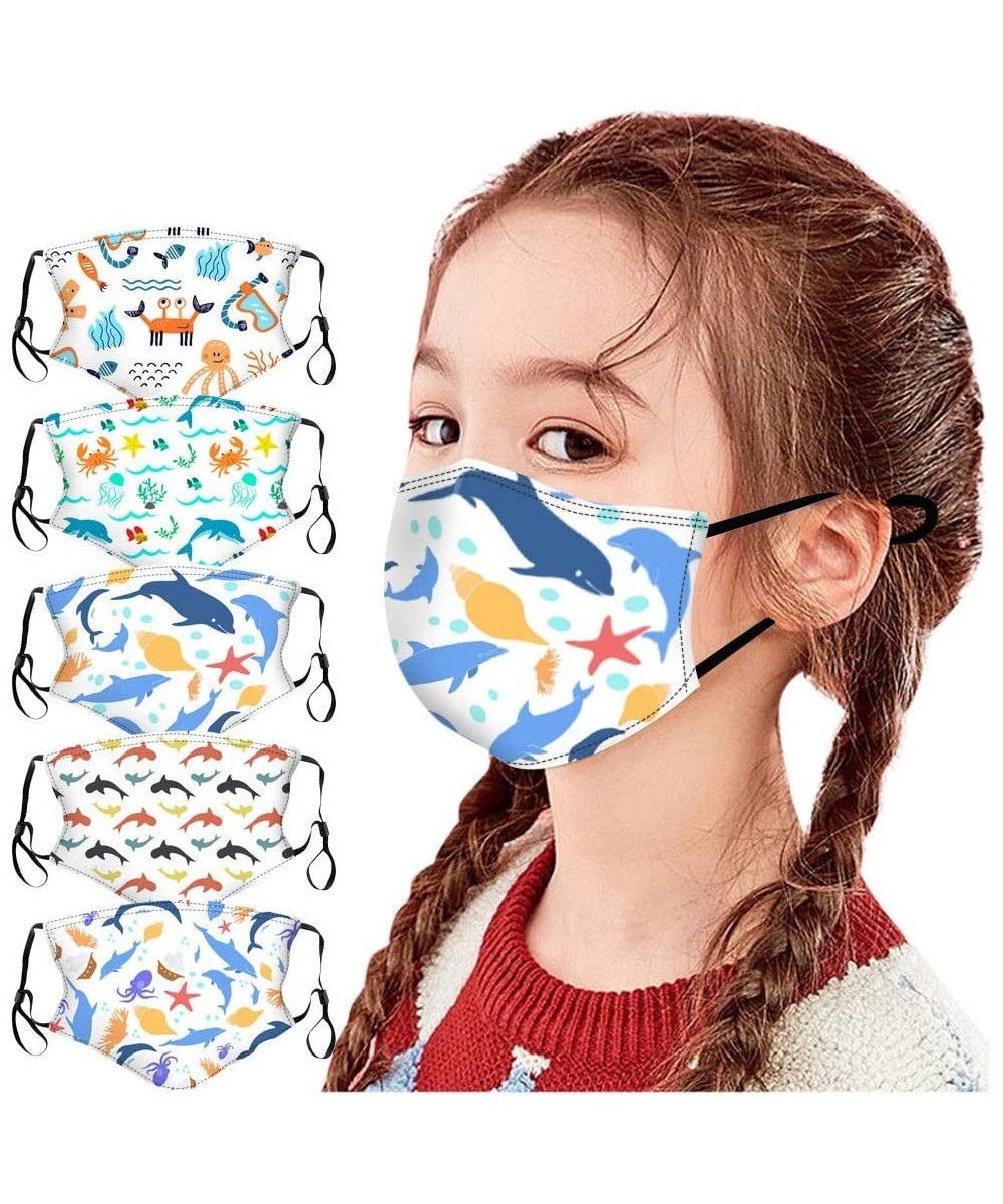 6PCS Child Kids Student Face Bandana_Covering_MASK Cute Print Face Protection for School Kids Outdoor- Adjustable Universal B...