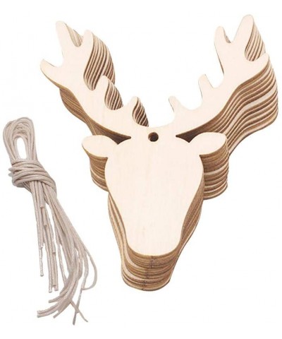 20PCS Wooden Deer Head Christmas Ornaments Pendant Hanging Wooden Pendant Decoration Wooden DIY Craft Christmas Tree Hanging ...