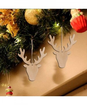 20PCS Wooden Deer Head Christmas Ornaments Pendant Hanging Wooden Pendant Decoration Wooden DIY Craft Christmas Tree Hanging ...