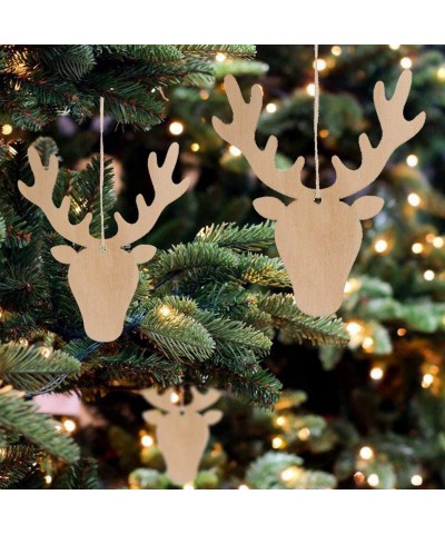 20PCS Wooden Deer Head Christmas Ornaments Pendant Hanging Wooden Pendant Decoration Wooden DIY Craft Christmas Tree Hanging ...