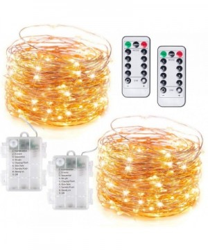 Fairy String Lights Battery Operated- 2 Pack 33Ft 100 LED String Lights with Remote Timer 8 Lighting Modes- Waterproof Copper...
