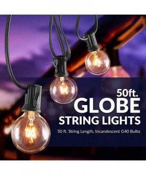PSTRINGINC50 Foot 50 Socket Indoor/Outdoor String 55 Incandescent Globe G40 (5 Free Bulbs Included)- Wedding Lights- Decorati...