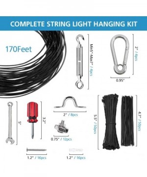 String Lights Hanging Kit with 170 Ft Nylon-Coated Stainless Steel Wire- Globe Lights Kit Pendant Hook Suspension Kit for Pat...