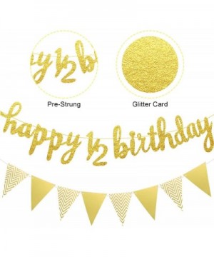 6 Months Happy Birthday Banner Happy 1/2 Birthday Banner Glitter 1/2 Half Year Cake Topper Triangle Flag Banner for Half Year...