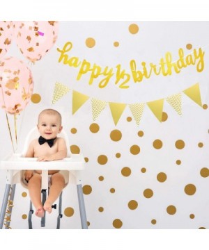 6 Months Happy Birthday Banner Happy 1/2 Birthday Banner Glitter 1/2 Half Year Cake Topper Triangle Flag Banner for Half Year...