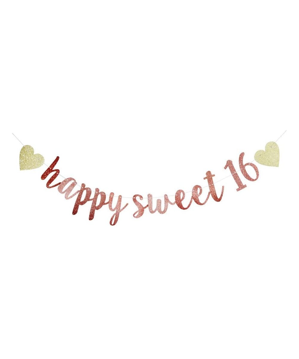 Happy Sweet 16 Banner- 16th Birthday Party Sign- Sweet Sixteen Party Supplies - C418WXSAO5M $8.73 Banners & Garlands