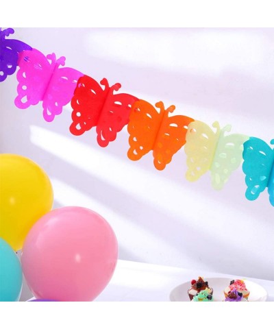 4 Pack Butterfly Papper Tissue for Baby Shower Party Supplies 3D Pull flower Banners Garland for Kids Party- Colorful Rainbow...
