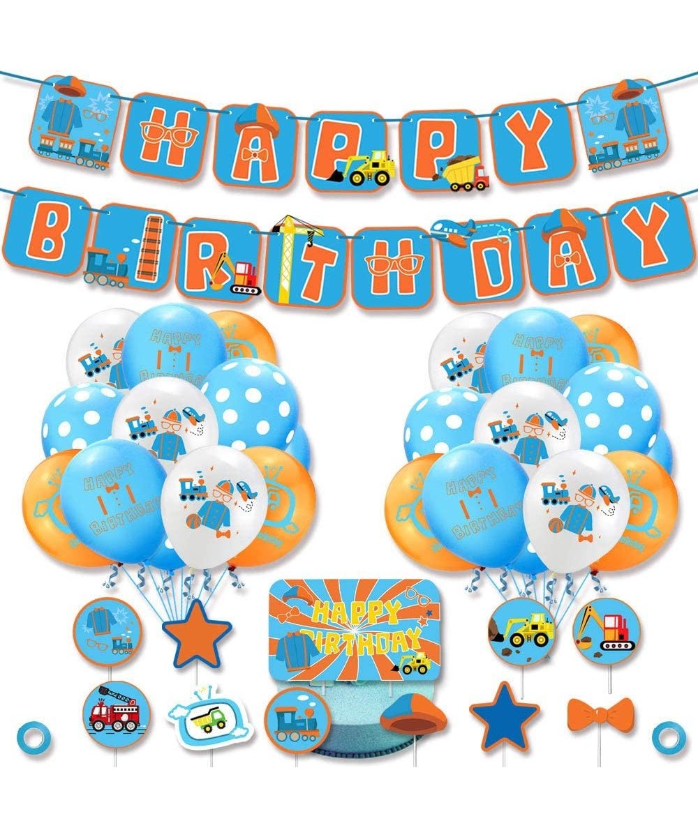 Blippi Birthday Party Supplies- Blippi Birthday Decorations- Includes Blippi Birthday Banner- 11 Cake Toppers- 20 Blippi Ball...