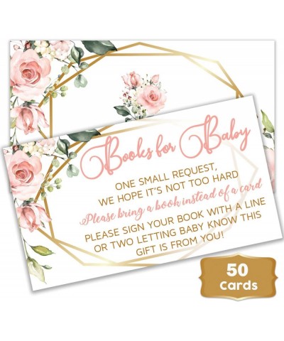 Pink Floral Baby Girl - Baby Shower Floral Books for Baby Request Cards (50 Count) - Girl Baby Shower Books for Baby Pink Flo...