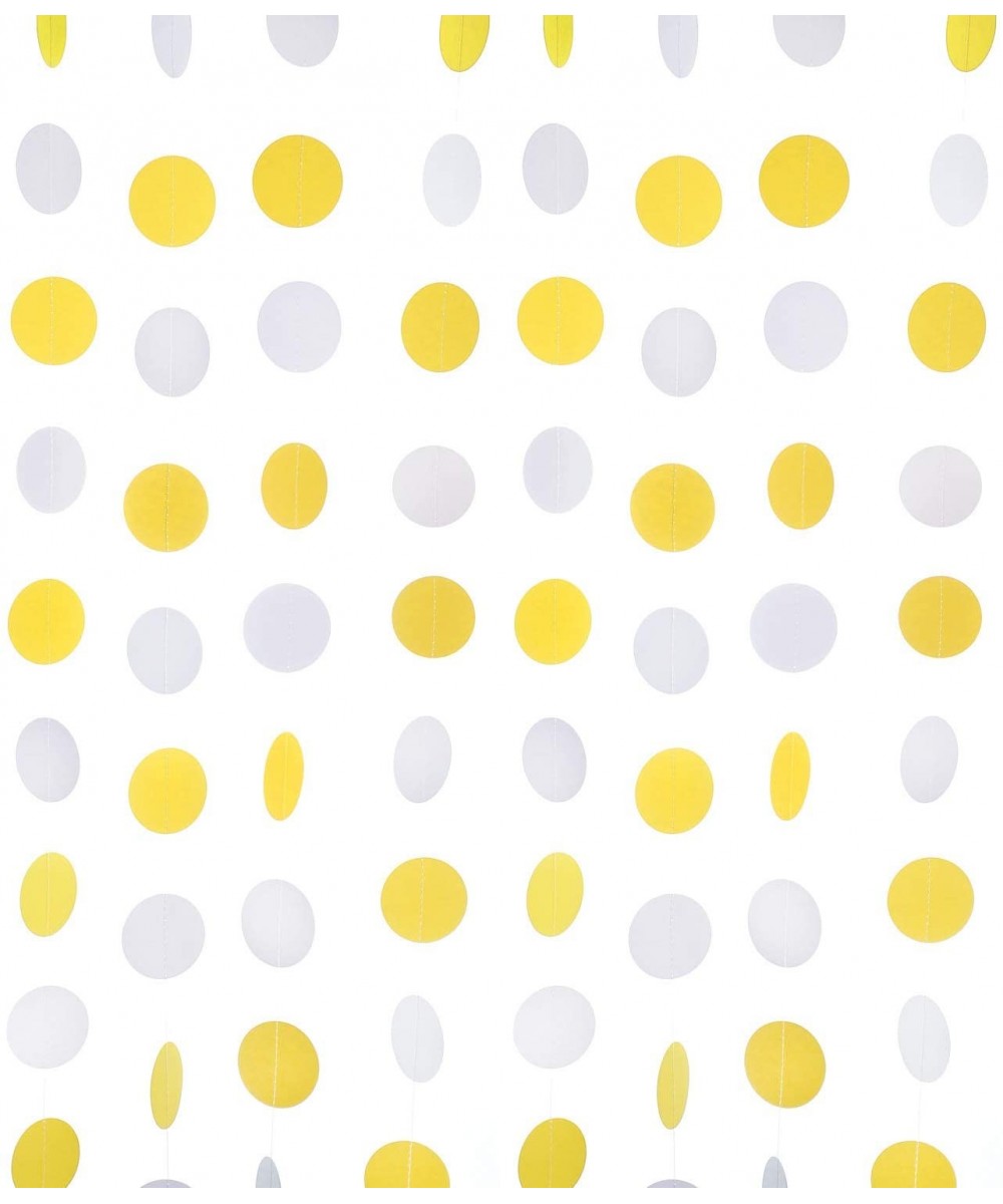 Yellow White Circle Garland Paper Garland Party Streamer Banner Backdrop Hanging Decorations Polka Dot Party Supplies- 2" in ...