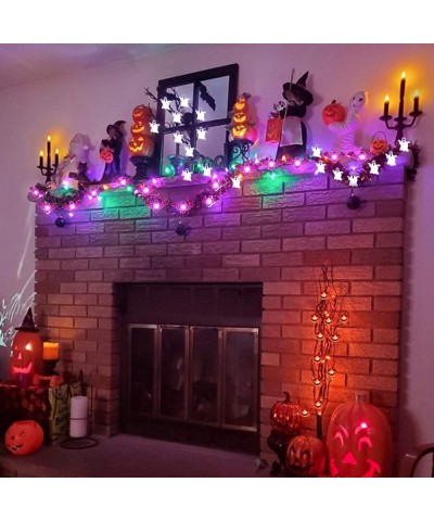 Halloween Lights- Set of 3 String Lights Battery Operated- 25 LEDs String Lights with Orange Pumpkins- Purple Bats- White Gho...