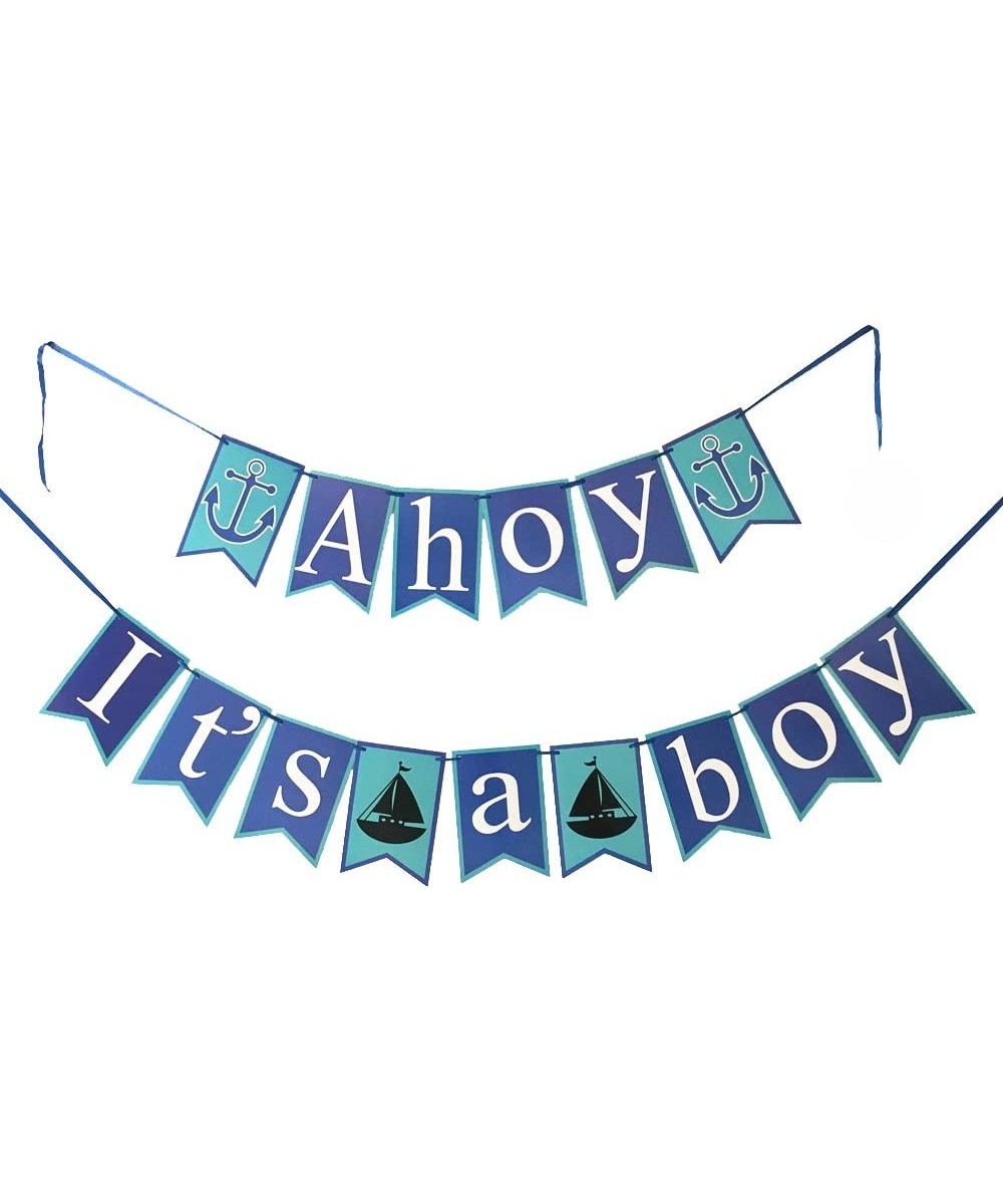 Anchor Sailor Themed Ahoy It Is A Boy Banner Baby Shower Party Deco... - CF12GDZROHJ $8.05 Banners