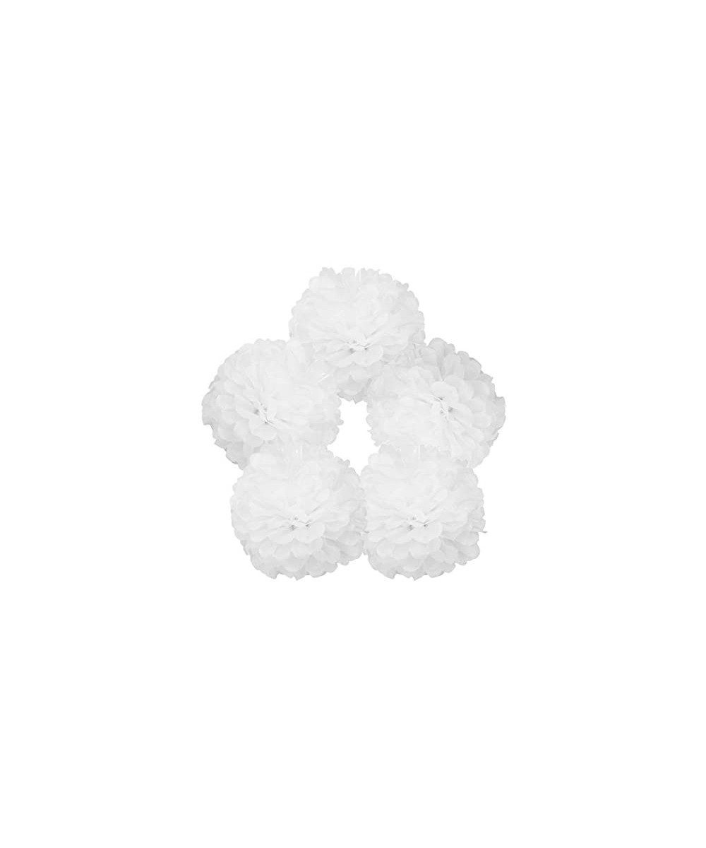 5pcs 10-Inch White Tissue Paper Pom Pom Flower Ball - White - CV12D5KLPMF $7.74 Tissue Pom Poms
