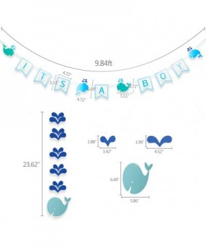 It's A BOY Whale Banners & 6 Packs Garlands & 6 Packs Cake Toppers for Baby Shower Blue Themed Hanging Garlands Cutout Decor ...